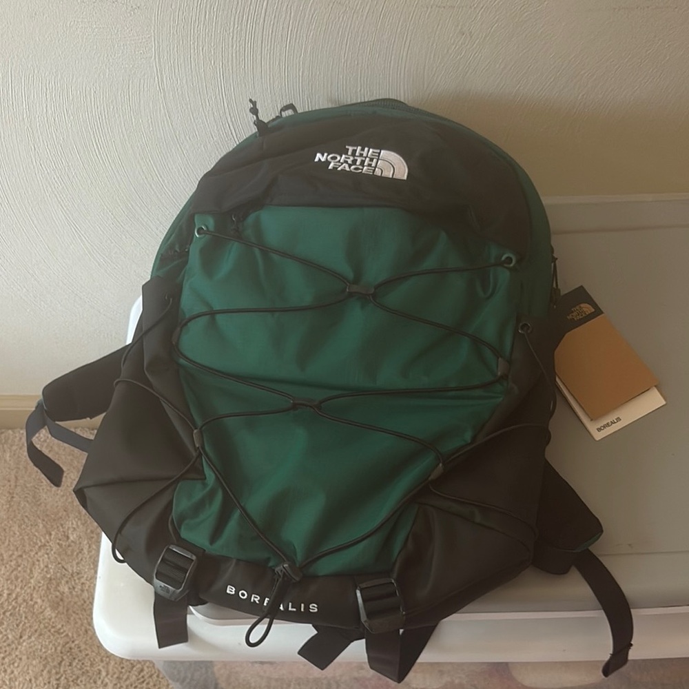 The North Face Green and Black Backpack Durable Nylon Outdoor